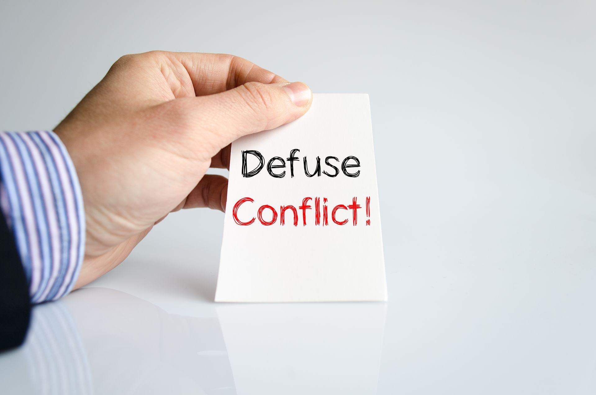 Defuse conflict text concept  - Employee Handbook Tool